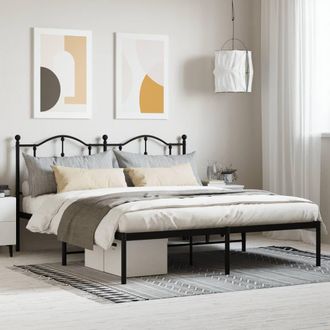 Berkfield Home Metal Bed Frame with Headboard Black 183x213 cm