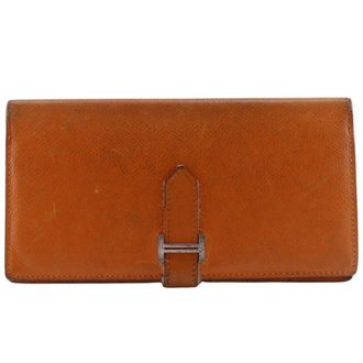 Herm&egrave;s Orange Epsom Leather Long Wallet (Bi-Fold) (Pre-Owned)