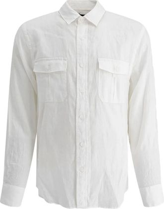 Vince Camicia in lino con tasche - Bianco