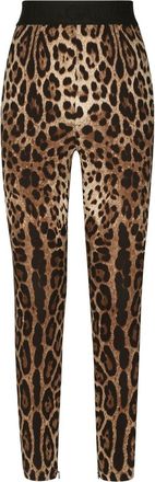 Dolce & Gabbana leopard-print stretch-silk leggings - women - Silk/Spandex/Elastane - 46 - Brown