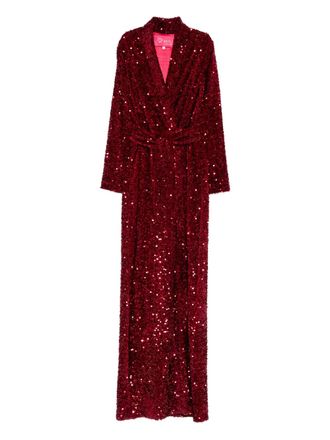 Miau by Clara Rotescu sequin tie dress - women - Polyester - 40 - Red