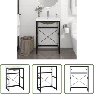 vidaXL Lavabo integrato - Telaio per Lavabo da Bagno con Lavabo Integrato Nero in Ferro