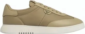 Emporio Armani Nylon Leather Round Toe Lace Sneakers