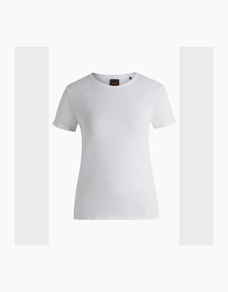 HUGO BOSS Womens C Elsa Regular-Fit T-Shirt in Slub Cotton - White - Size: 10/8