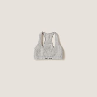 Miu Miu Seamless M&eacute;lange Racerback Crop Top, Woman, Grey, Size XLXXL
