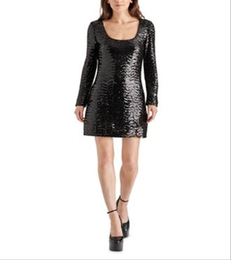 Steve Madden Charity Long Sleeve Sequin Dress Black