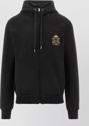 Dolce & Gabbana cotton hoodie heraldic patch drawstring hood