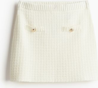 H&M Jupe in Strukturstrick - White
