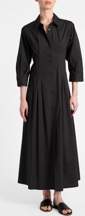 Santorelli Miley Midi Shirt Dress in Cotton Stretch in Black at Nordstrom, Size X-Large