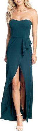 Dress The Population Kai Strapless Gown in Pine at Nordstrom, Size Xx-Small