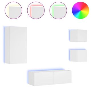 Berkfield Home 4 Piece TV Wall Cabinets with LED Lights White