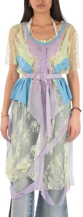 Maison Margiela Multicolor Lace Round Neck Midi Dress