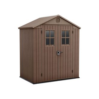 Dmora Caseta De Jard&iacute;n Lagundo, Cobertizo De Jard&iacute;n, Caseta De Jard&iacute;n, Trastero Para Herramientas, 190x122 H221 Cm, Marr&oacute;n - Dmora