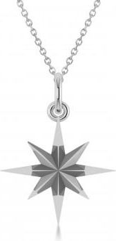 Allurez Shinning Bright North Star Pendant Necklace 14k White Gold