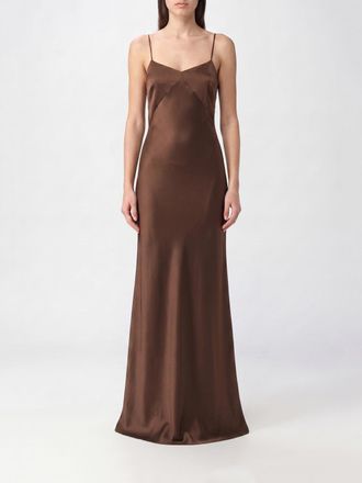 Rotate Abito lungo slip dress in raso con scollo quadrato e spalline sottili