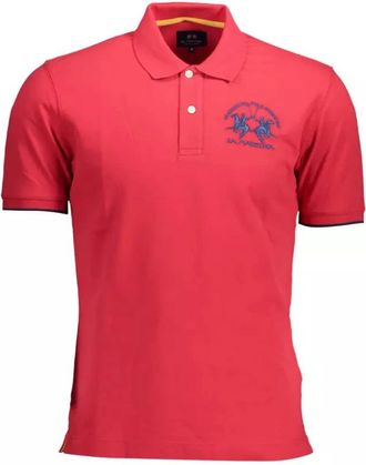 La Martina Rood Katoenen Poloshirt met Borduursel - Heren - Polos - Rood - 2XL - Katoen - Tops