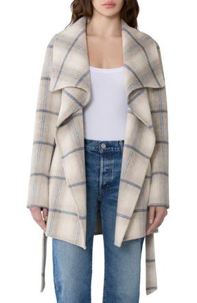 Soia & Kyo Bridgette Plaid Wrap Coat in Poolside Plaid at Nordstrom, Size X-Small