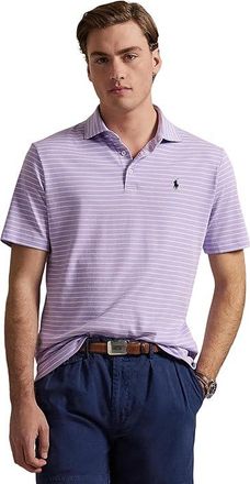 Polo Ralph Lauren Classic Fit Soft Cotton Polo Shirt Mens Clothing Powder Purple/White : 2XL