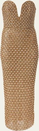 Carolina Herrera Embellished Plunging Strapless Midi Dress