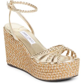 Jimmy Choo London Dree Platform Espadrille Sandal in Soft Gold Mix at Nordstrom, Size 10.5Us