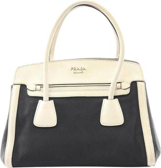 Prada Pre-owned Vintage Saffiano Leren en Canvas Tote Bag - Dames - Vintage Shopper - Veelkleurig - ONE Size - Leer - Vintage