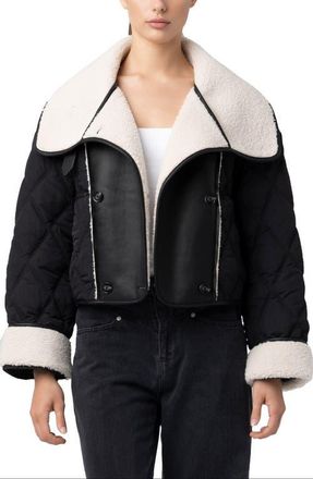 Blank NYC Faux Shearling Quilted Crop Jacket in Second Wind at Nordstrom, Size X-Small