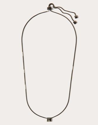 Valentino Garavani Metal Rockstud Necklace Man RUTHENIUM UNI