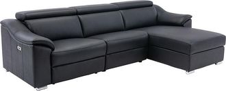 Vente-Unique Sof&aacute; rinconera relax el&eacute;ctrico de piel de calidad superior negro PEDRERA - &Aacute;ngulo derecho