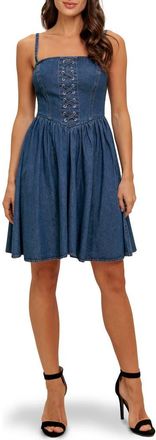 Flying Tomato Lace-Up Denim Minidress in Medium Indigo at Nordstrom Rack, Size Small