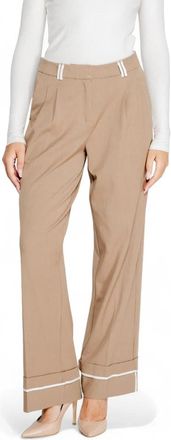 Only Bruine effen broek met ritssluiting - Dames - Wijde Broeken - Beige - XL L32 - Polyester - Broeken