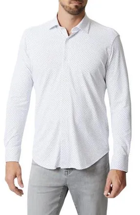 34 Heritage Modern Fit Diamond Dot Tech Button-Up Shirt in White at Nordstrom Rack, Size Xx-Large