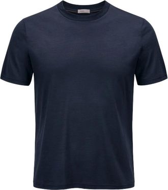 Herno Wol T-shirt - Heren - T-shirts - Blauw - M - Wol - Tops
