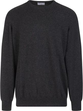 Fedeli Argentina Slim Fit Pullover - Heren - Cashmere truien - Grijs - 2XL - Leer - Truien & Vesten