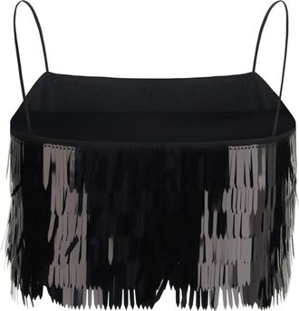 Self Portrait Womens Sequin Top Black Polyester