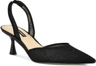 Nine West Rizze Slingback Pointed Toe Kitten Heel Pump in Black at Nordstrom, Size 5.5