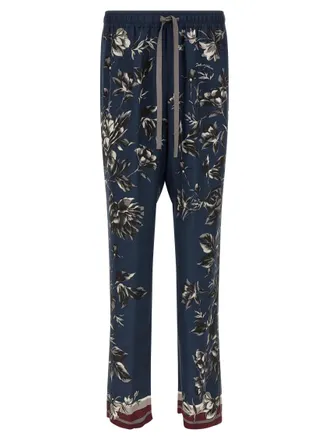 Dolce & Gabbana Navy Blue Floral Vanity Trousers