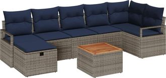 vidaXL Conjunto De Sof&aacute;s De Jard&iacute;n 8 Uds. Gris Rat&aacute;n Sint&eacute;tico Vidaxl