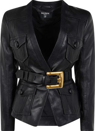 Balmain Jacket Fitted Lambskin 4 Pockets