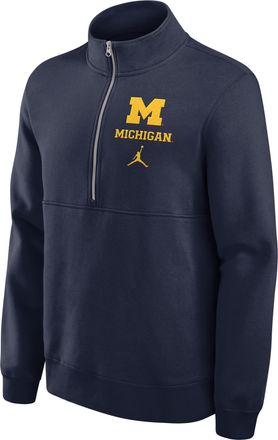 Nike Jordan Mens Michigan Wolverines Primetime Club Jordan College 1/2-Zip Crew in Blue | 0JJW41SMWN-4V0