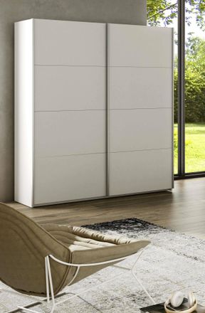 Dmora Dmora - Guardarropa Dmace, Armario Dormitorio Con 2 Puertas Correderas, Mueble Con Barra Para Ropa Y 2 Baldas, 150x60h200 Cm, Blanco