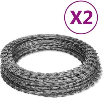 vidaXL Alambre De Espino Rollo Helicoidal 2 Uds Acero Galvanizado 60 M Vidaxl