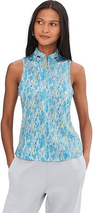 Jamie Sadock Fingerpaint Print Sleeveless Polo Womens Clothing Bonamassa Blue : 2XL, Polyester/Spandex