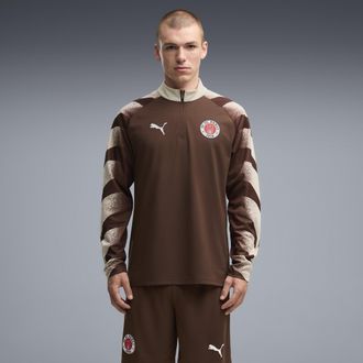 Puma Top da riscaldamento con zip FC St. Pauli da uomo, Abbigliamento, Marrone, 3XL