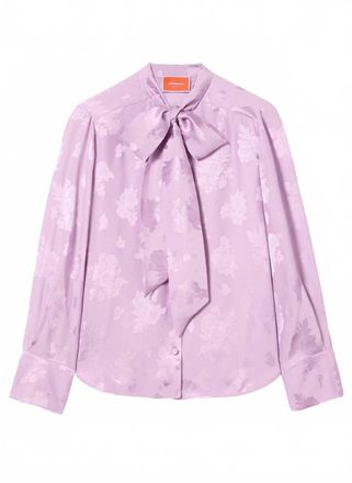 La DoubleJ Womens Ascot Button Down Shirt In Purple