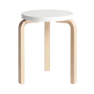 Artek 60 Hocker, weiss lackiert/ Birke natur