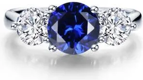 Lafonn Classic Lab Created Sapphire & Simulated Diamond Ring in Blue at Nordstrom, Size 7