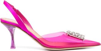 Dsquared2 80mm embellished-logo slingback pumps - women - Calf Leather/Calf Leather/Plastic/Plastic - 36 - Pink