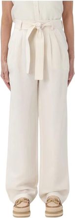 Woolrich Wijde broek - Dames - Wijde Broeken - Wit - S - Katoen - Broeken