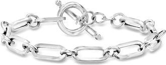 Ross-Simons Italian Sterling Silver Paper Clip Link Toggle Bracelet