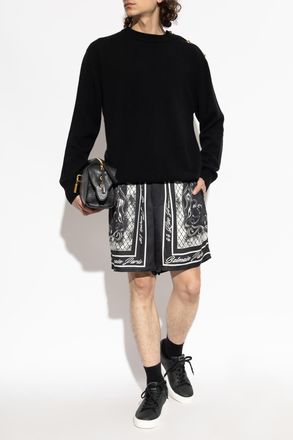 Balmain Printed Shorts, Mens, Black